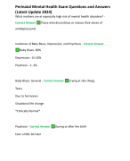 Perinatal Mental Health Exam Questions and Answers (Latest Update 2024)