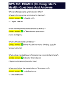 BPS 338: EXAM 3 (Dr. Deng: Men's Health) Questions And Answers 