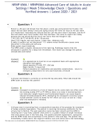 NRNP 6566 NRNP6566 Advanced Care of Adults in Acute Settings   Week 5 Knowledge Check   Questions and Verified Answers   Latest 2020 -2021