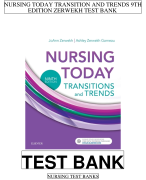 NURSING TODAY TRANSITION AND TRENDS 9TH  EDITION ZERWEKH TEST BANK All Chapters
