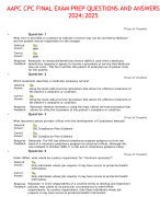 AAPC CPC FINAL EXAM PREP QUESTIONS AND ANSWERS  2024|2025