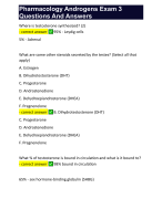 Pharmacology Androgens Exam 3 Questions And Answers 