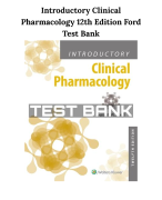 Introductory Clinical Pharmacology 12th Edition Ford Test Bank 2024