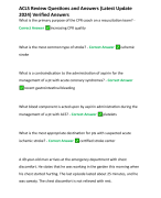 ACLS Review Questions and Answers (Latest Update 2024) Verified Answers 