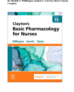 Test Bank For Clayton’s Basic Pharmacology for Nurses 19th Edition  By Michelle J. Willihnganz | Samuel L. Gurevitz |Bruce Clayton  Complete 