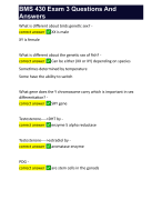 BMS 430 Exam 3 Questions And Answers 