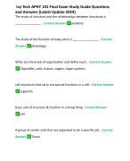  Ivy Tech APHY 101 Final Exam Study Guide Questions and Answers (Latest Update 2024)