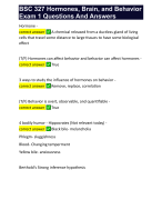 BSC 327 Hormones, Brain, and Behavior Exam 1 Questions And Answers 