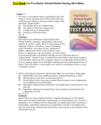 Test Bank For Psychiatric Mental Health Nursing 9th Edition All Chapters Covered 2024