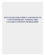 TEST BANK FOR ETHICS AND ISSUES IN  CONTEMPORARY NURSING 3RD  CANADIAN EDITION BURKHARDT