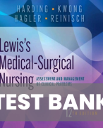  Test Bank for Lewis's  Medical-Surgical Nursing 12th Edition Marianne Harding ALL Chapters Included (1-69) A+