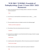 NUR 2063 / NUR2063: Essentials of Pathophysiology Exam 2 (Latest 2024 / 2025) 
