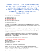 AMT MLT (MEDICAL LABORATORY TECHNICIANS) ALL INCLUSIVE EXAM 2024 | ACTUAL REAL EXAM ACCURATE QUESTIONS AND ANSWERS WITH RATIONALES | VERIFIED AND LATEST UPDATED | CONTAINS A STUDY GUIDE AT THE END | GUARANTEED PASS