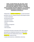 FINAL EXAM NR548 NR 548 2024 -2025 PSYCHIATRIC ASSESSMENT FOR THE PSYCHIATRIC-MENTAL HEALTH NURSE PRACTITIONER REVIEW WEEKS 7-8 COVERED QUESTIONS WITH CORRECT DETAILED ANSWERS GRADED A