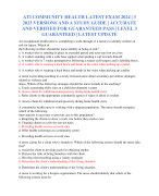ATI COMMUNITY HEALTH LATEST EXAM 2024 | 3 2023 VERSIONS AND A STUDY GUIDE | ACCURATE AND VERIFIED FOR GUARANTEED PASS | LEVEL 3 GUARANTEED | LATEST UPDATE