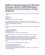 NUR612 Pathophysiology Final McCance & Huether (8th ed.,) 2024-2025 Edition. Questions & Correct Answers. Already Graded A+