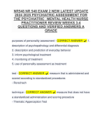 NR548 NR 548 EXAM 2 NEW LATEST UPDATE 2024 2025 PSYCHIATRIC ASSESSMENT FOR THE PSYCHIATRIC MENTAL HEALTH NURSE PRACTITIONER REVIEW WEEKS 3-4 QUESTIONS AND VERIFIED ANSWERS A GRADE