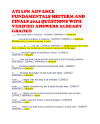 ATI LPN ADVANCE FUNDAMENTALS MIDTERM AND FINALS 2024 QUESTIONS WITH VERIFIED ANSWERS ALREADY GRADED 