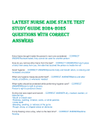 LATEST NURSE AIDE STATE TEST  STUDY GUIDE 2024-2025  QUESTIONS WITH CORRECT  ANSWERS