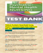 Videbeck: Psychiatric-Mental Health Nursing Chapter 8: Assessment Chapter Study Guide Latest 2023 -2024 /Questions With Complete Solutions Rated (A+)