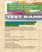 Videbeck Psychiatric Mental Health Nursing Chapter 5 Therapeutic Relationships NCLEX /Questions With Compete Solutions (A+)