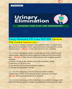 Urinary Elimination ATI :Latest 2023-2024 /Questions With Verified Answers (A+)