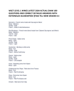  WSET LEVEL 1 WINES LATEST 2024 ACTUAL EXAM 180 QUESTIONS AND CORRECT DETAILED ANSWERS WITH RATIONALES GUARANTEED [PASS TILL NOW GRADED A+