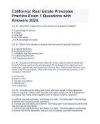 California Real Estate Principles Practice Exam 1 Questions with Answers 2024.