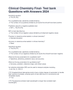 Clinical Chemistry Final- Test bank Questions with Answers 2024