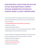 HESI PEDIATRICS LATEST EXAM 2024  WITH 500 ACTUAL EXAM QUESTIONS & CORRECT DETAILED ANSWERS WITH RATIONALES ALREADY GRADE A (LATEST VERSION EXAM)