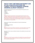 NUR 631 PART1 MIDTERM EXAM NEWEST 2024  ACTUAL EXAM 200 QUESTIONS AND  CORRECT DETAILED ANSWERS (VERIFIED  ANSWERS) |ALREADY GRADED A+