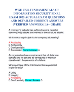 WGU C836 FUNDAMENTALS OF INFORMATION SECURITY FINAL EXAM 2025 ACTUAL EXAM QUESTIONS AND DETAILED CORRECT ANSWERS (VERIFIED ANSWERS) | A+ GRADE