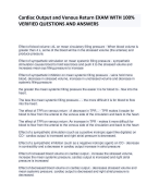 Cardiac Output and Venous Return EXAM WITH 100% VERIFIED QUESTIONS AND ANSWERS