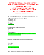 RCFE LIENCE EXAM 2024-2025 LATEST  ACTUAL EXAM WITH 100+ QUESTIONS AND  CORRECT VERIFIED  ANSWERS/RESIDENTIAL CARE  FACILITIES FOR THE ELDERLY REAL  LICENCE EXAM LATEST 2024  (GUARANTEED PASS!!)