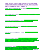 HOSA HUMAN GROWTH AND DEVELOPMENT EXAM 2024-2025 QUESTIONS AND CORRECT VERIFIED ANSWERS /100% PASS SOLUTION / ALREADY GRADED A+