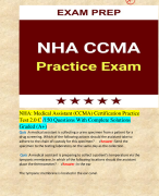 NHA: Medical Assistant (CCMA) Certification Practice Test 2.0 C /150 Questions With Complete Solutions Graded (A+)