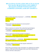 BIO 121 FINAL EXAM LATEST 2024 ACTUAL EXAM  TEST BANK 300 QUESTIONS AND CORRECT  DETAILED ANSWERS WITH RATIONALES  (VERIFIED ANSWERS) |ALREADY GRADED A+
