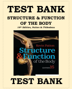 TEST BANK for Structure and Function of the Body 16th Edition Patton ISBN: 9780323597791. Test Bank. All 22 Chapters.