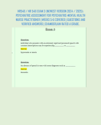 NR548 / NR 548 EXAM 3 (NEWEST VERSION 2024 / 2025): PSYCHIATRIC ASSESSMENT FOR PSYCHIATRIC-MENTAL HEALTH NURSE PRACTITIONER | WEEKS 5-6 COVERED | QUESTIONS AND VERIFIED ANSWERS | CHAMBERLAIN RATED A GRADE.