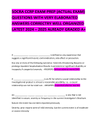 SOCRA CCRP EXAM PREP (ACTUAL EXAM)  QUESTIONS WITH VERY ELABORATED ANSWERS CORRECTRY WELL ORGANIZED LATEST 2024 – 2025 ALREADY GRADED A+   