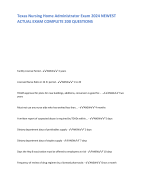 Texas Nursing Home Administrator Exam 2024 NEWEST ACTUAL EXAM COMPLETE 200 QUESTIONS
