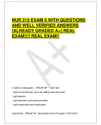 NUR 215 EXAM 5 WITH QUESTIONS  AND WELL VERIFIED ANSWERS  [ALREADY GRADED A+] REAL  EXAM!!!! REAL EXAM!!
