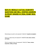 NUR 216 MODULE 4 ACTUAL EXAM WITH  QUESTIONS AND WELL VERIFIED ANSWERS  [ALREADY GRADED A+] REAL EXAM!! REAL  EXAM!!