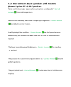 CDT Test- Dentures Exam Questions with Answers (Latest Update 2024) 60 Questions