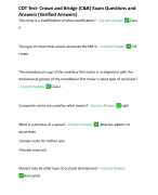CDT Test- Crown and Bridge (C&B) Exam Questions and Answers (Verified Answers)