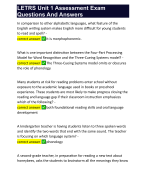 LETRS Unit 1 Assessment Exam Questions And Answers 