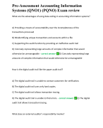 Pre-Assessment Accounting Information Systems (QNO1) (PQNO) Exam review