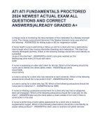 ATI ATI FUNDAMENTALS PROCTORED  2024 NEWEST ACTUAL EXAM ALL  QUESTIONS AND CORRECT  ANSWERS|ALREADY GRADED A+