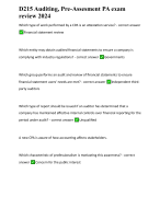 D215 Auditing, Pre-Assesment PA exam review 2024