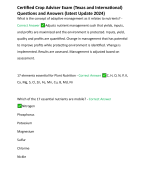 Certified Crop Adviser Exam (Texas and International) Questions and Answers (latest Update 2024)